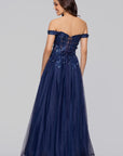 "Luna" Long Off the Shoulder 3D Butterfly Embellished Gown