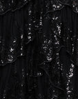 "Connie" Sequin Mesh Tiered Floor Length Dress