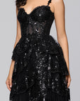 "Connie" Sequin Mesh Tiered Floor Length Dress