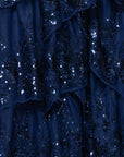 "Connie" Sequin Mesh Tiered Floor Length Dress