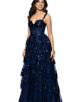 "Connie" Sequin Mesh Tiered Floor Length Dress