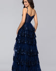 "Connie" Sequin Mesh Tiered Floor Length Dress