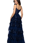 "Connie" Sequin Mesh Tiered Floor Length Dress