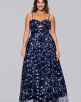Plus "Aria" Caviar Glitter Twist Floor Length Dress