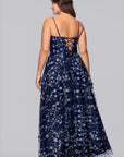 Plus "Aria" Caviar Glitter Twist Floor Length Dress