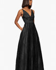 "Gianna" Glitter Mesh Tieback Floor Length Dress
