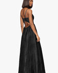"Gianna" Glitter Mesh Tieback Floor Length Dress