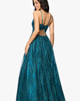 "Gianna" Glitter Mesh Tieback Floor Length Dress