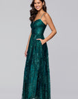 "Lory" Glitter A-Line Floor Length Dress