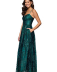 "Lory" Glitter A-Line Floor Length Dress