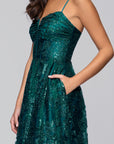 "Lory" Glitter A-Line Floor Length Dress