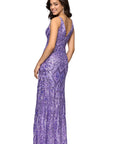 "Lulu" V-Neck Sequin Pattern Floor Length Dress