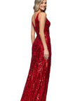 "Lulu" V-Neck Sequin Pattern Floor Length Dress