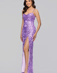 "Destiney" Sequin Pattern Floor Length Dress