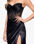 "Irina" Satin Embellished Corset Floor Length Dress