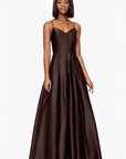 "Brianne" Satin Corset Floor Length Gown