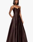 "Brianne" Satin Corset Floor Length Gown