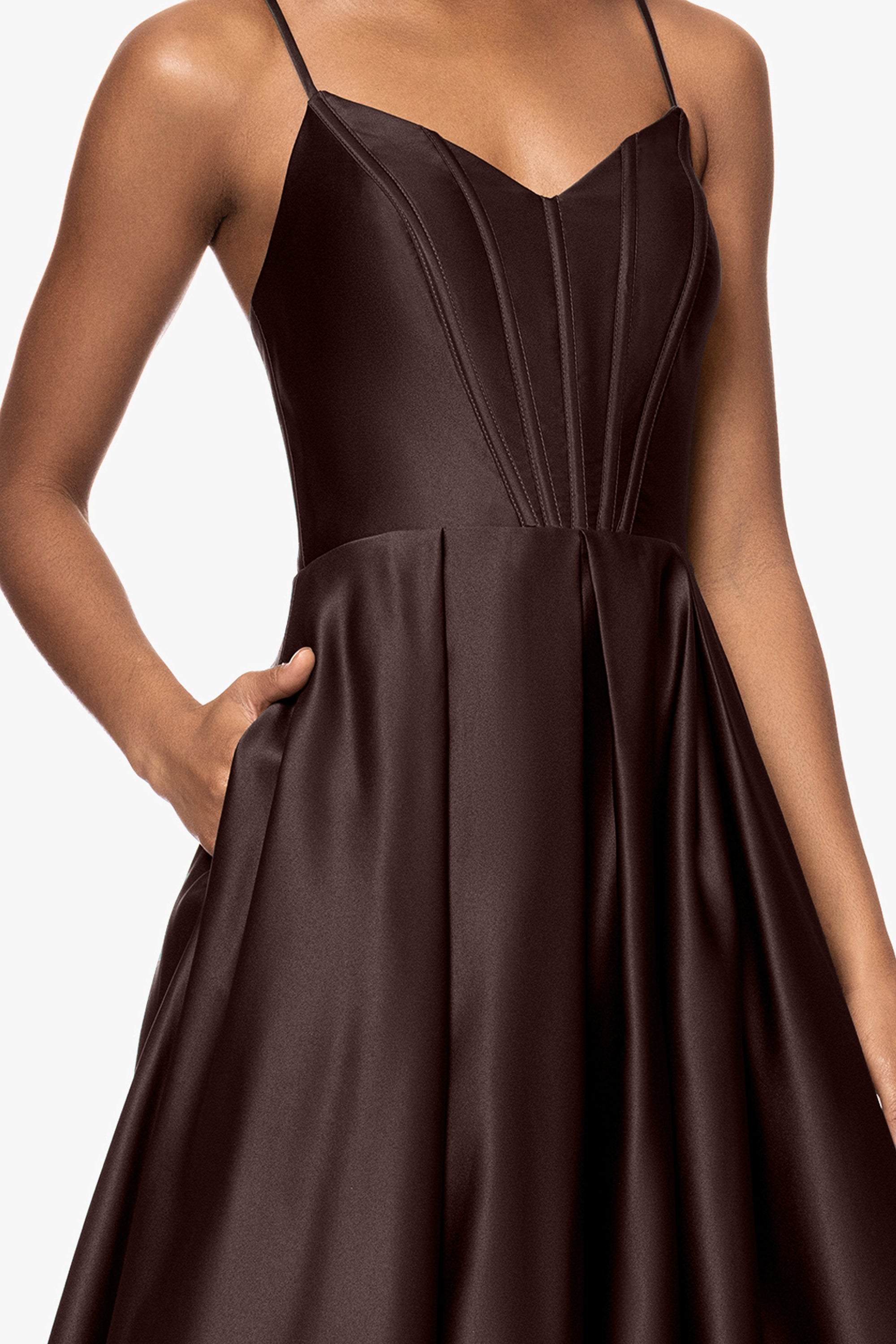 "Brianne" Satin Corset Floor Length Gown