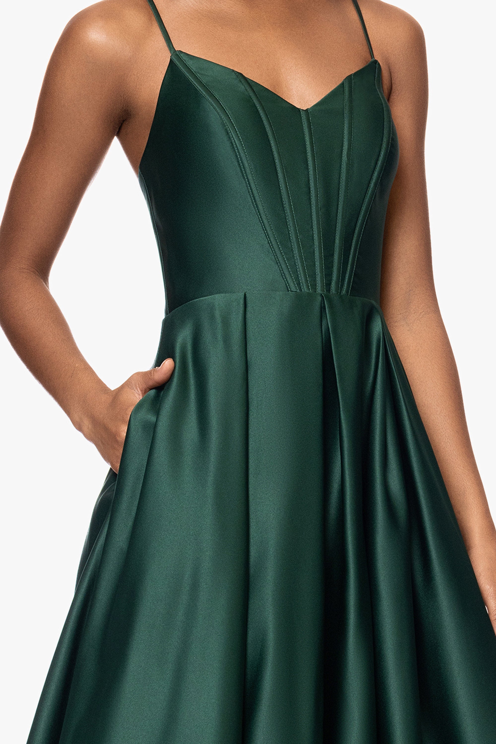 "Brianne" Satin Corset Floor Length Gown
