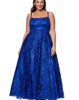 Plus "Aspyn" Gliter Mesh Tieback Floor Length Dress
