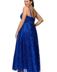 Plus "Aspyn" Gliter Mesh Tieback Floor Length Dress