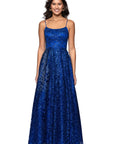 "Aspyn" Gliter Mesh Lace-Up Floor Length Dress