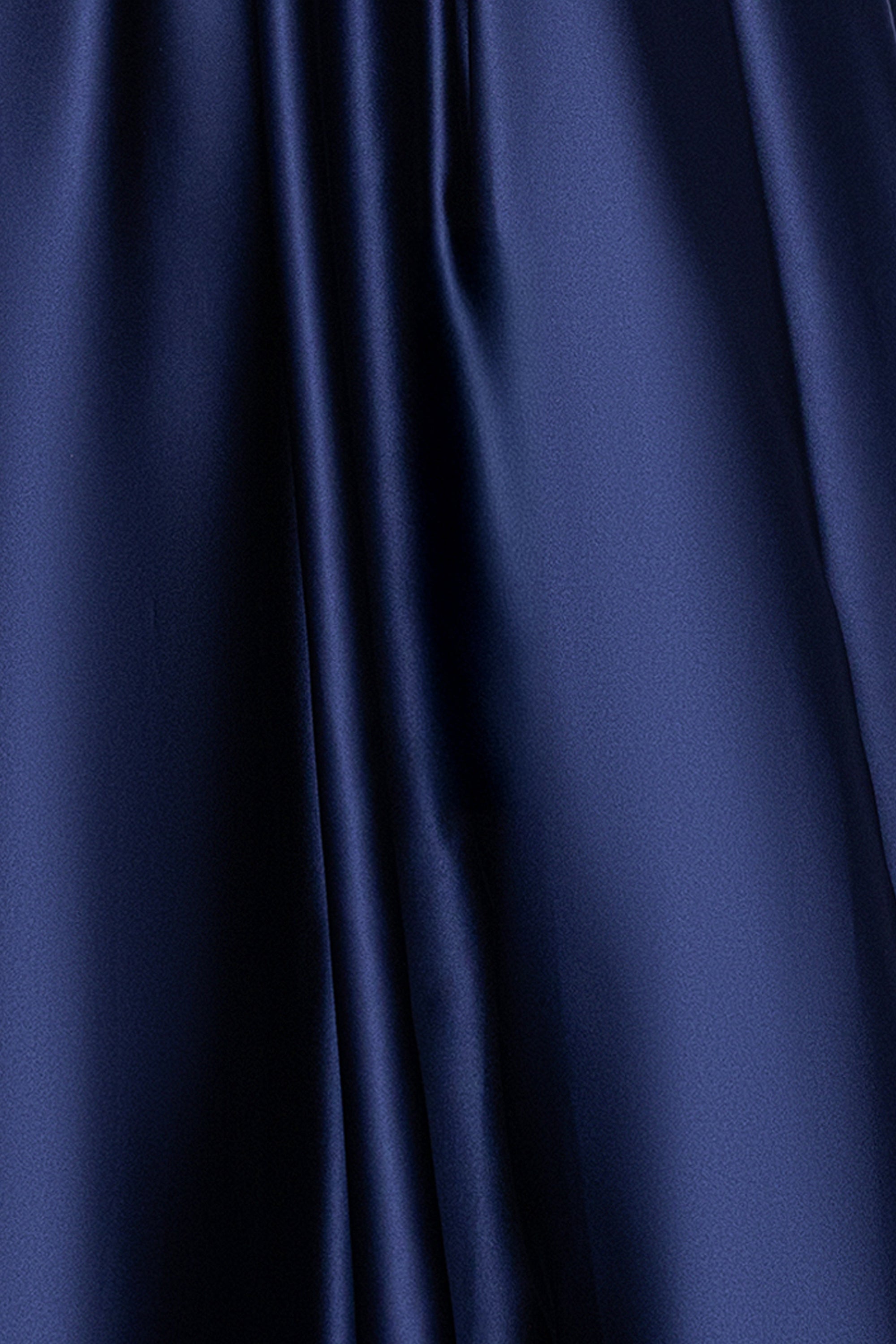 "Felicity" Satin Drape Neck Applique Floor Length Dress