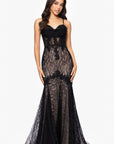 "Marina" Lace Applique Floor Length Dress