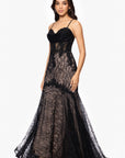 "Marina" Lace Applique Floor Length Dress