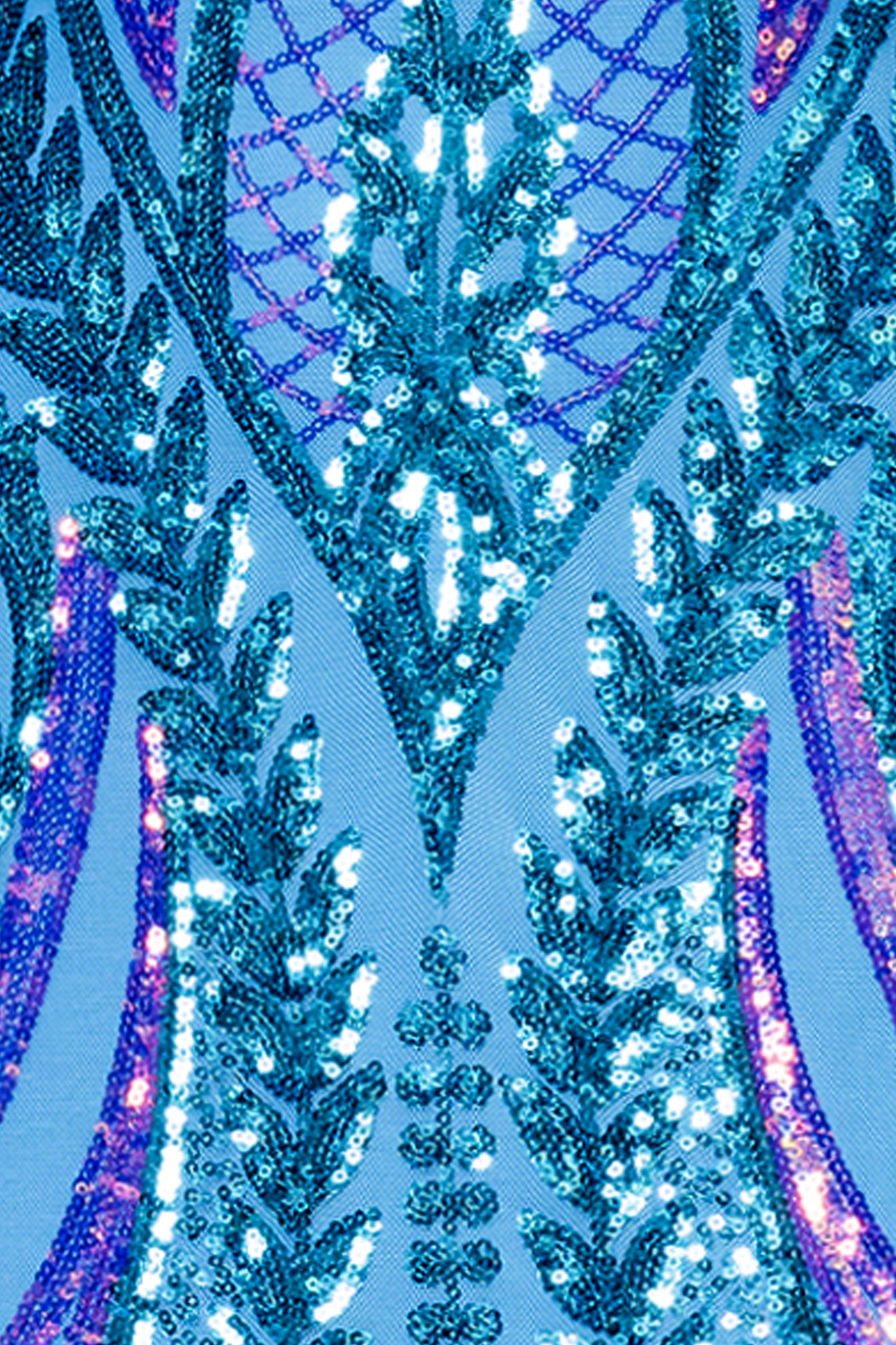 "Nora" Sequin Scoop Neck Tieback Floor Length Dress