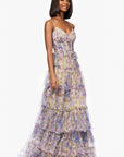 "Chelsea" Mesh Tiered Ruffle Corset Floor Length Dress