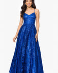"Kelly" Long Glitter Sweetheart Neckline Gown