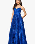 "Kelly" Long Glitter Sweetheart Neckline Gown