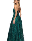 "Kelly" Long Glitter Sweetheart Neckline Gown