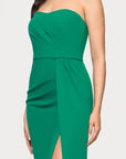 "Reese" Long Scuba Strapless Ruched Dress
