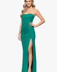 "Reese" Long Scuba Strapless Ruched Dress