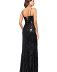 "Maisie" Sequin Lace V-Neck Floor Length Dress