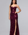 "Maisie" Sequin Lace V-Neck Floor Length Dress