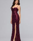"Maisie" Sequin Lace V-Neck Floor Length Dress
