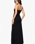 "Eliza" Scuba Stoned Spaghetti Strap Floor Length Dress