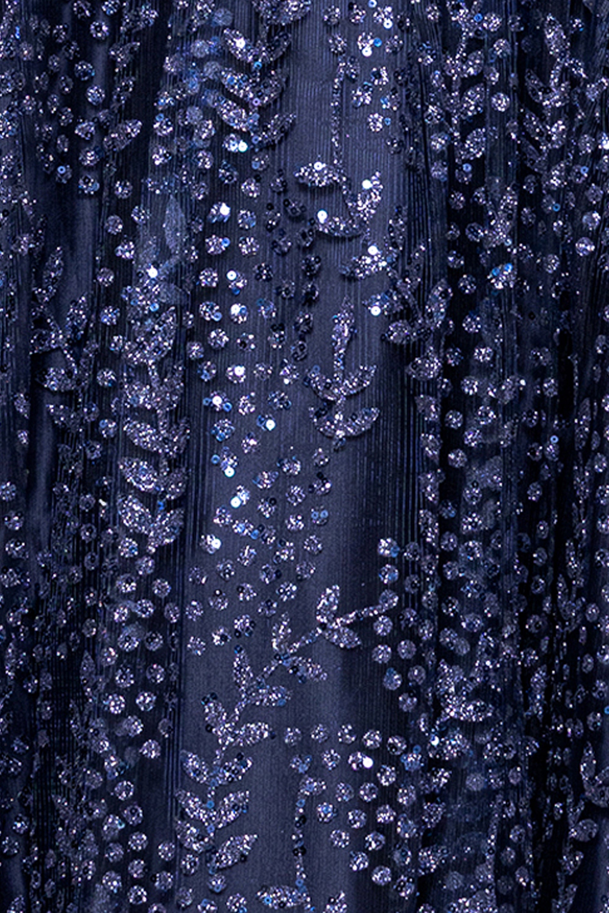 "Mona" Glitter Illusion Lace Up Floor Length Dress