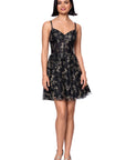 "Rachel" Caviar Glitter Tieback Short Dress