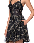 "Rachel" Caviar Glitter Tieback Short Dress