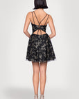"Rachel" Caviar Glitter Tieback Short Dress