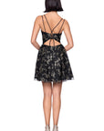 "Rachel" Caviar Glitter Tieback Short Dress