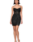 "Tamika" Glitter Mesh Cowl Neck Bodycon Short Dress