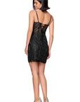 "Tamika" Glitter Mesh Cowl Neck Bodycon Short Dress