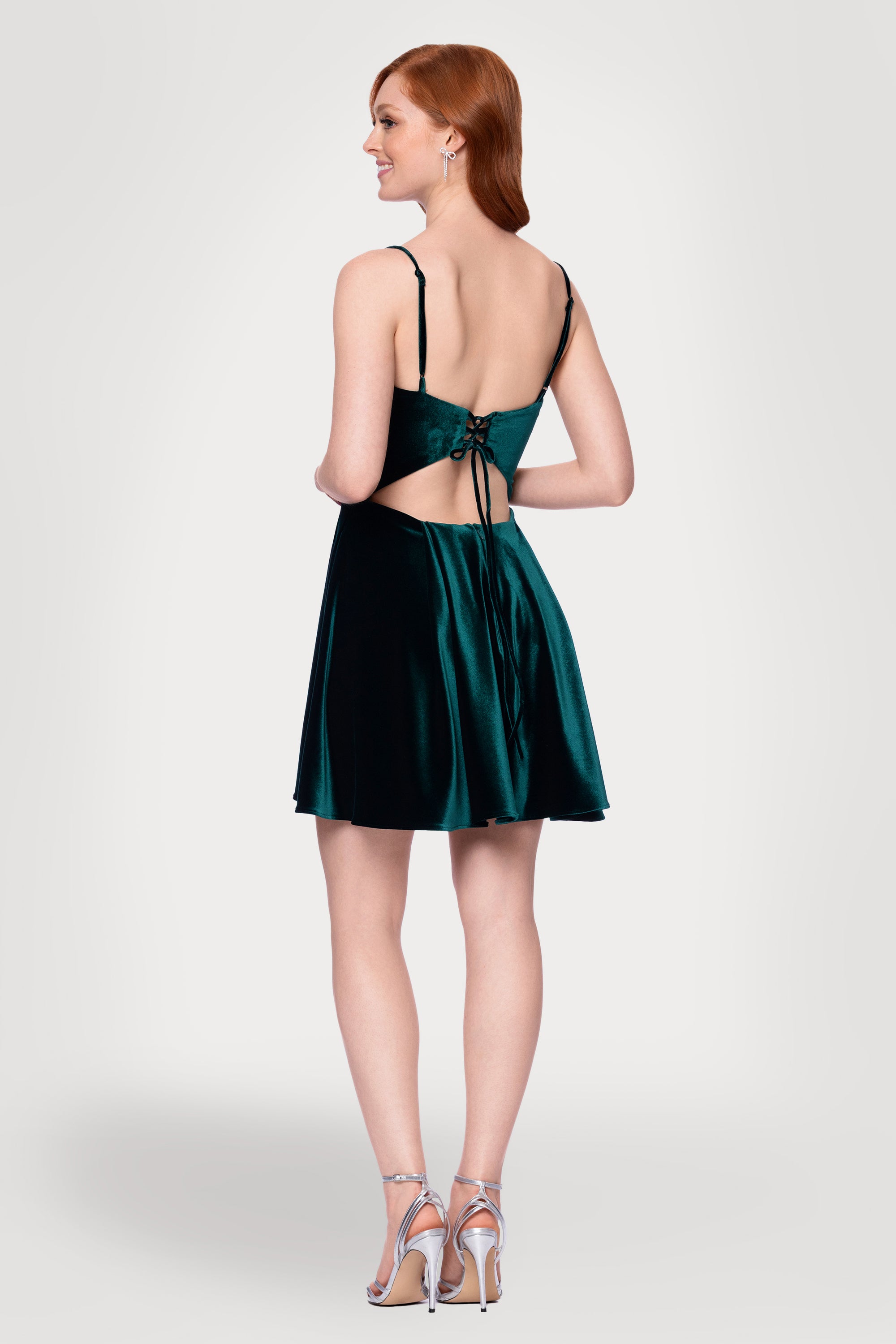 "Jaycee" Velvet Tieback Sleeveless Short Dress