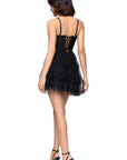 "Ollie" Mesh Tiered Cutout Bodice Sweetheart Neck Short Dress