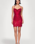 "Maxine" Glitter Mesh Spaghetti Strap Short Dress